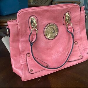 Pink purse Leather Tote Bag with strap. Excellent condition